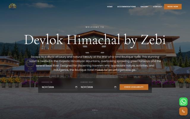 Devlok Himachal by Zebi, Website